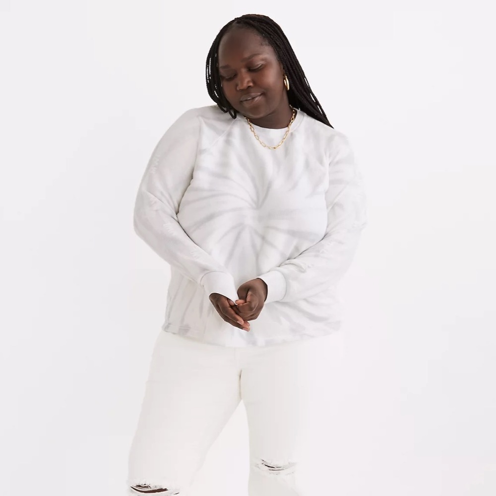 MADEWELL Pullover Tie-Dye White Textured Sweatshirt - Picture 2 of 7